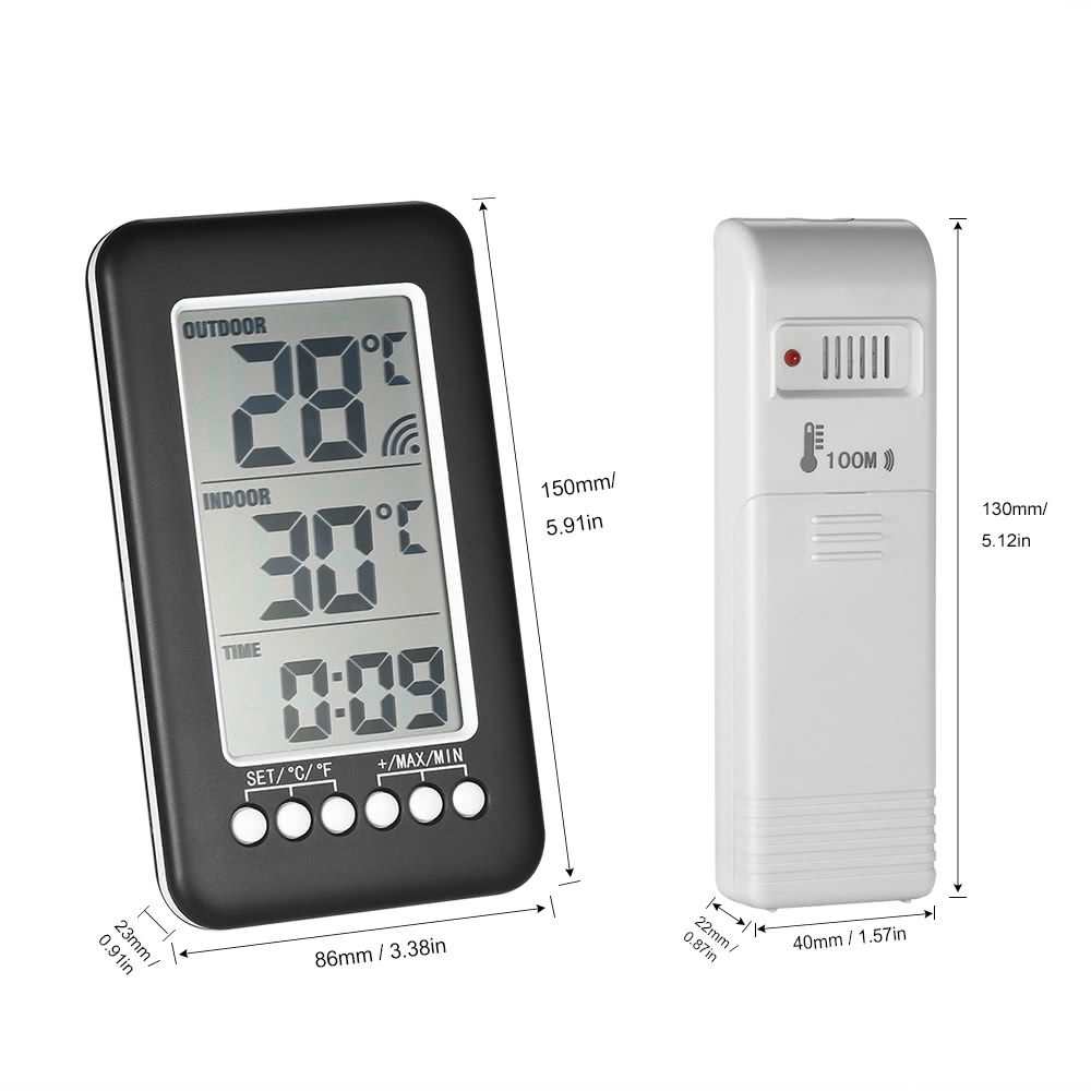 LCD ℃/℉ Digital Wireless Indoor/Outdoor Thermometer