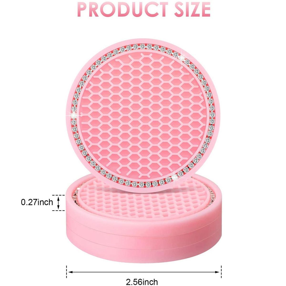 6Pcs Car Cup Holders Rhinestone Silicone Car Coasters