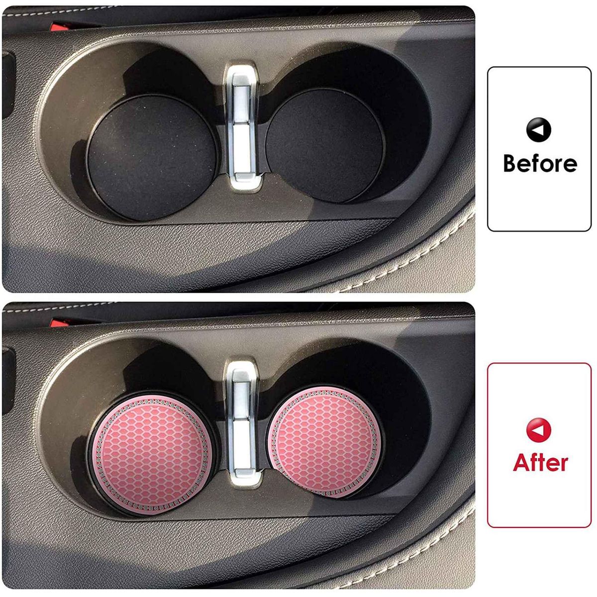 6Pcs Car Cup Holders Rhinestone Silicone Car Coasters