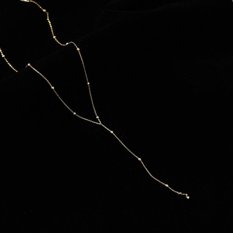 simple round beads long fringe necklace clavicle chain long geometric chain women's custom jewelry Choker neckla