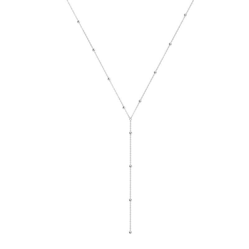 simple round beads long fringe necklace clavicle chain long geometric chain women's custom jewelry Choker neckla