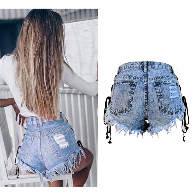 2017 High Quality Women Fashion Denim Shorts High Waist