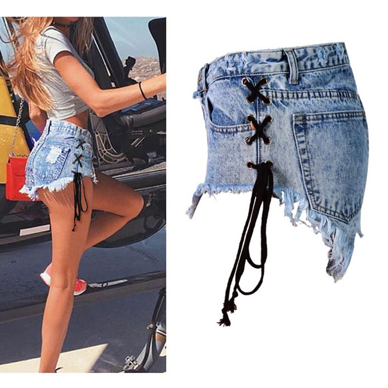 2017 High Quality Women Fashion Denim Shorts High Waist