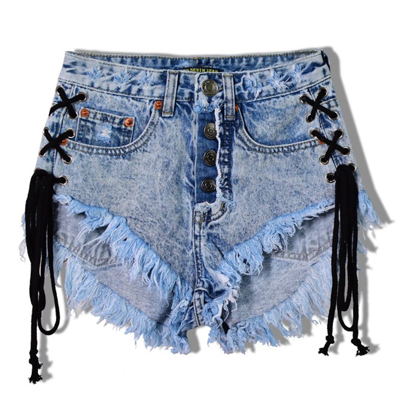 2017 High Quality Women Fashion Denim Shorts High Waist