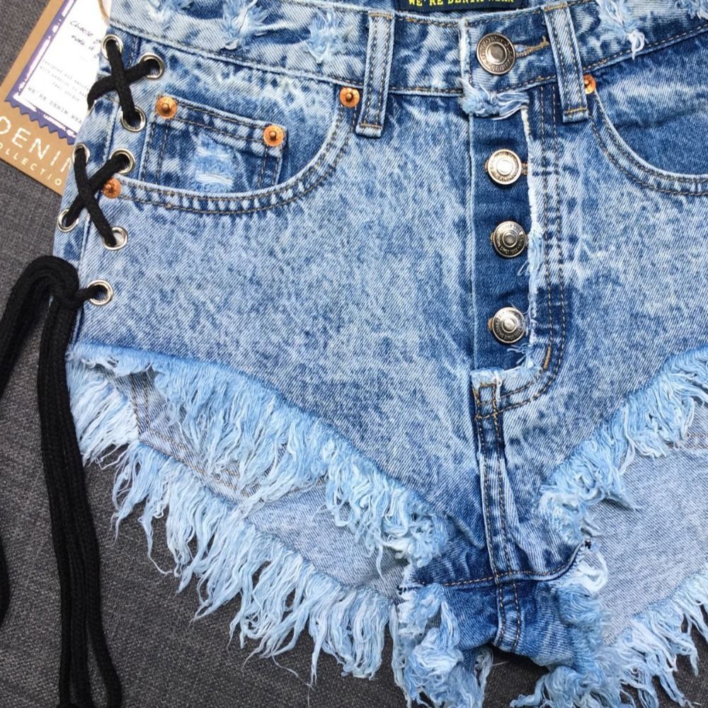 2017 High Quality Women Fashion Denim Shorts High Waist