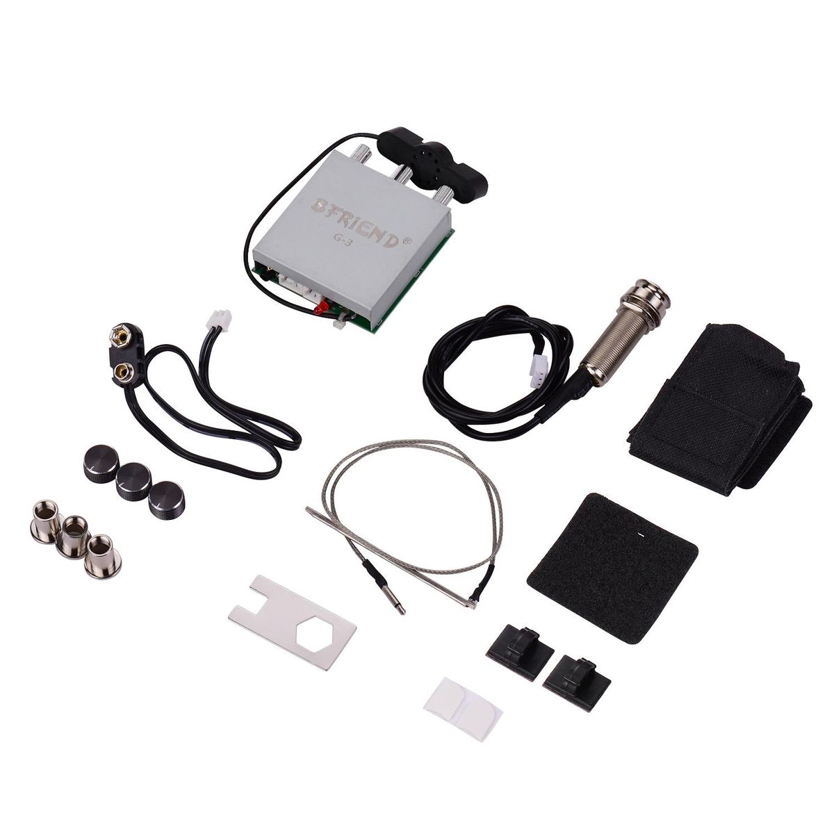 Acoustic Folk Classic Guitar Piezo Pickup Preamp Microphone Pickup Double Pick-up System with Microphone Volume Guitar Volume & Tone Control Knobs Endpin Jack