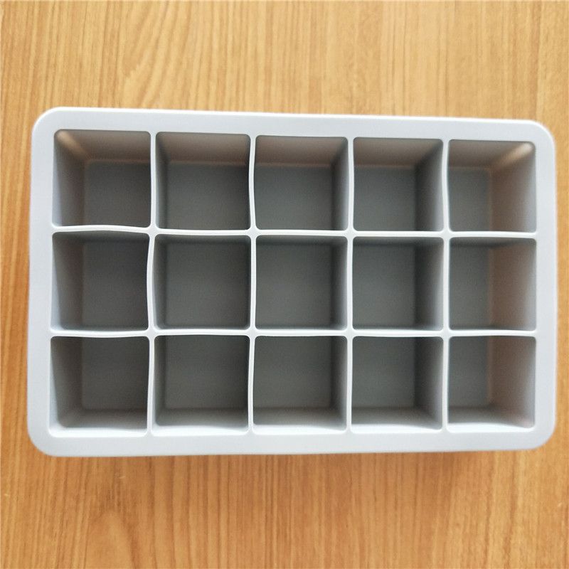15 Grid Silicone Ice Cube Maker Easy-Release Square Shape Ice Cube Trays Molds Kitchen Bar Pub Wine Ice Blocks Maker Mould Tools-Gray