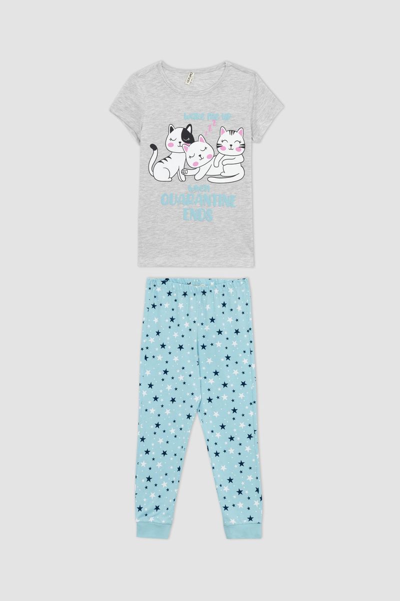 Girl Special Collection Regular Fit Long Sleeve Knitted Pyjamas - Grey