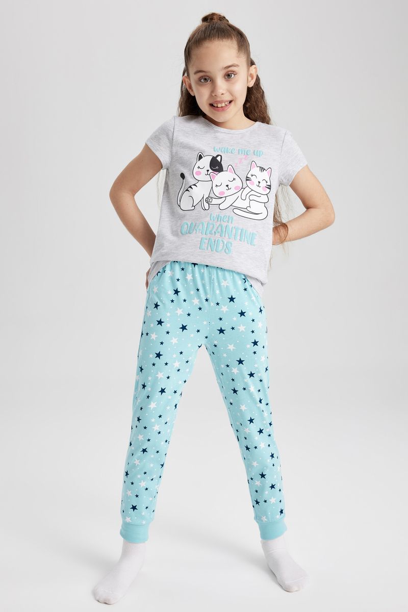 Girl Special Collection Regular Fit Long Sleeve Knitted Pyjamas - Grey