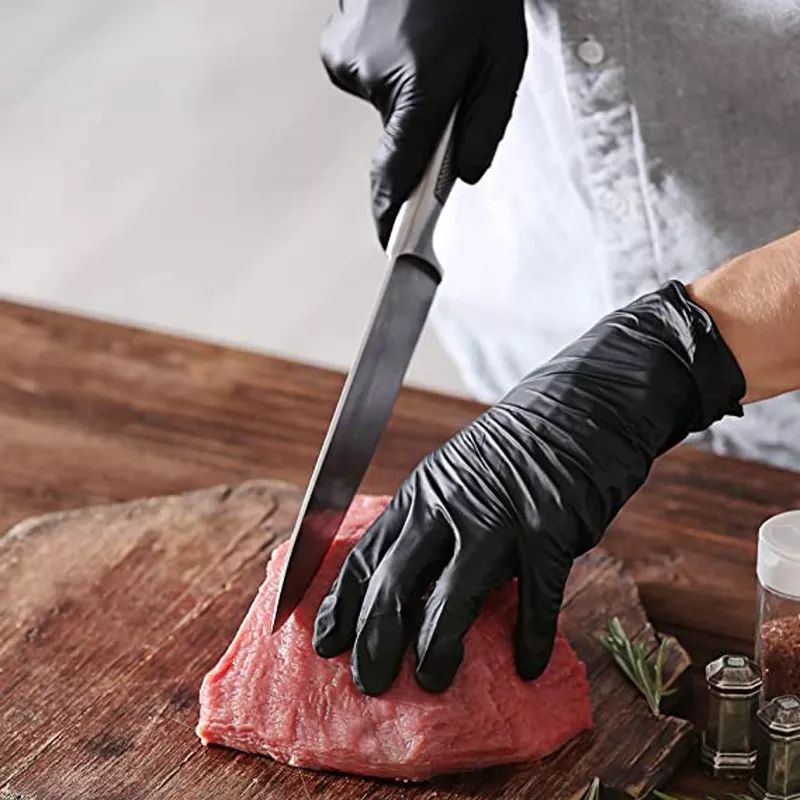 30pcs Disposable Non-slip Powder Free Black Nitrile Gloves (Medium). Safety  Kitchen Waterproof Work Gloves.