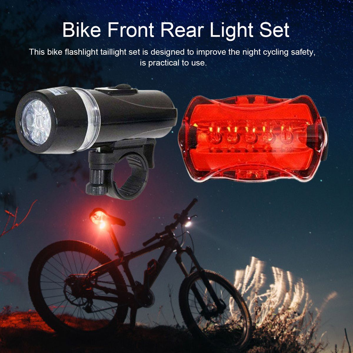 Bike Front Rear Light Set Bicycle LED Headlight Flashlight