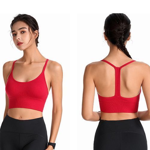 Women Padded Sports Bra Fitness Workout Running Shirts Yoga Tank Top（Red）