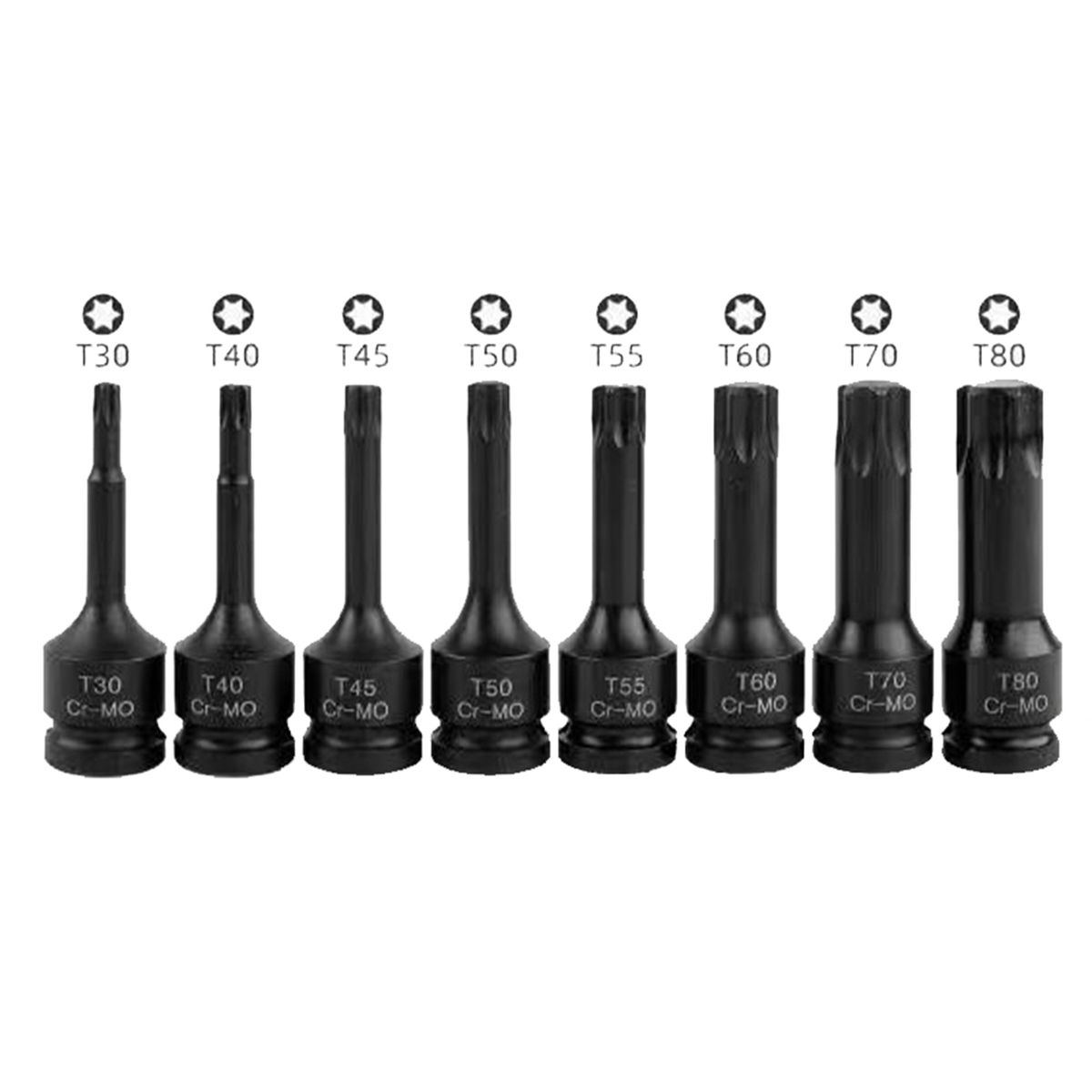 1/2in Drive Impact Torx Star Bit Socket Sets T30 T40 T45 T50