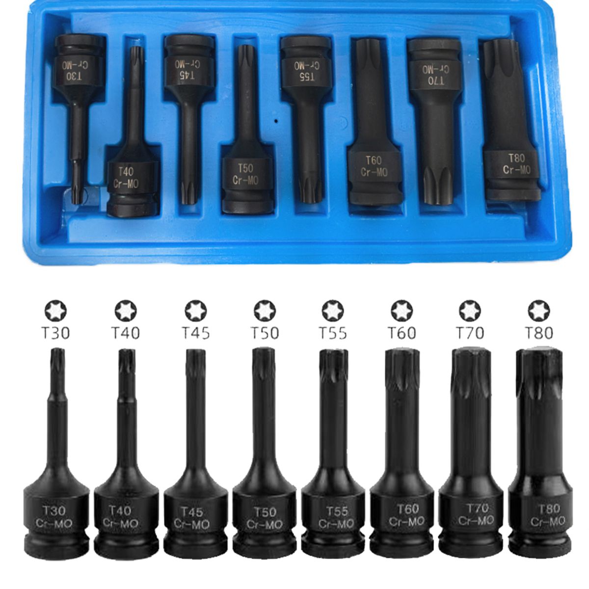 1/2in Drive Impact Torx Star Bit Socket Sets T30 T40 T45 T50