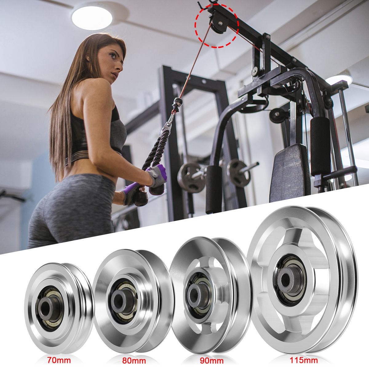 Universal Aluminium Alloy Bearing Pulley Wheel Gym Parts