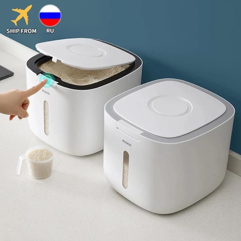 Household Kitchen Rice Storage Box Sealed Insect-Proof Moisture-Proof Pressed  Rice Bucket Plastic Food Storage Container 10Kg