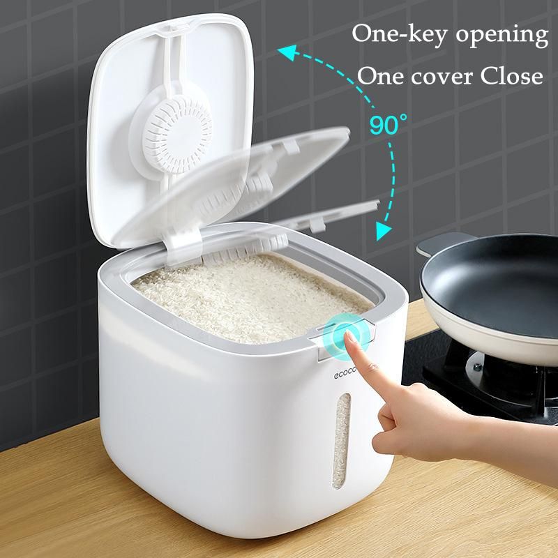 Household Kitchen Rice Storage Box Sealed Insect-Proof Moisture-Proof Pressed  Rice Bucket Plastic Food Storage Container 10Kg