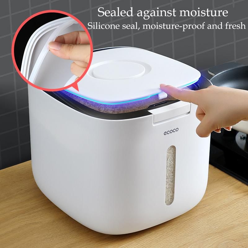 Household Kitchen Rice Storage Box Sealed Insect-Proof Moisture-Proof Pressed  Rice Bucket Plastic Food Storage Container 10Kg