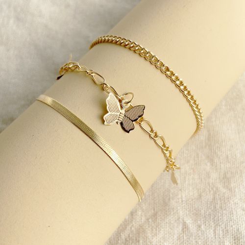 3 In 1 Gold Plated Ankle Leg Chain Set