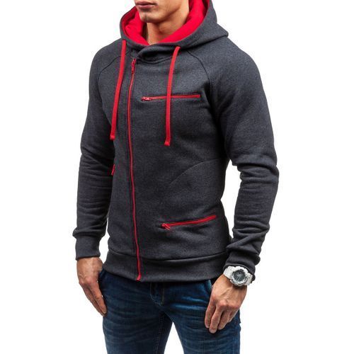 Men's Winter Thick Zipper Hoodie - Grey