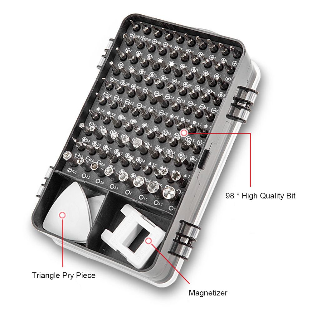 115-In-1 Household Toolbox Set With 98 Bits Multifunctional