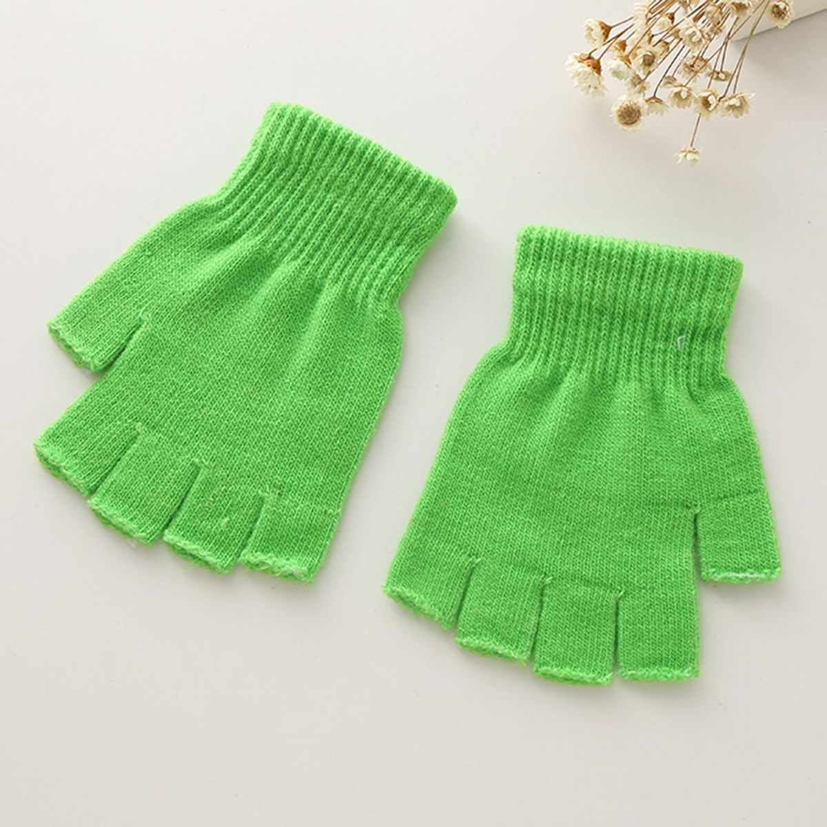 1 Pair Half-finger Snow Skiing Cycling Green