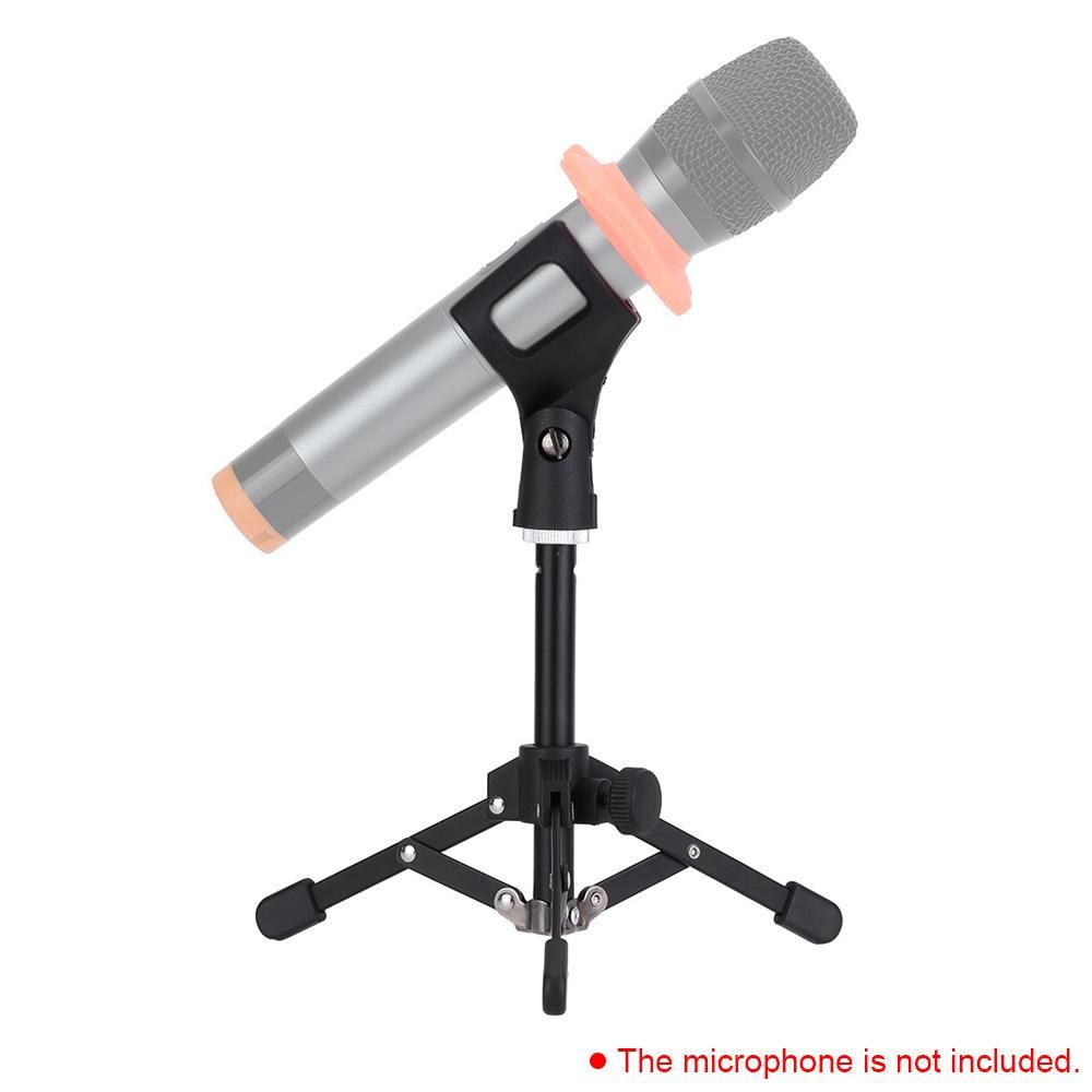 MS-12 Mini Foldable Adjustable Desktop Tripod Microphone Stand with MC3 Mic Clip Holder Bracket for Meeting Lectures Podcasts