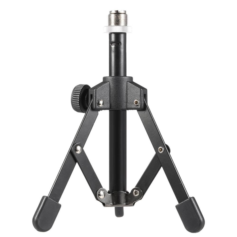 MS-12 Mini Foldable Adjustable Desktop Tripod Microphone Stand with MC3 Mic Clip Holder Bracket for Meeting Lectures Podcasts