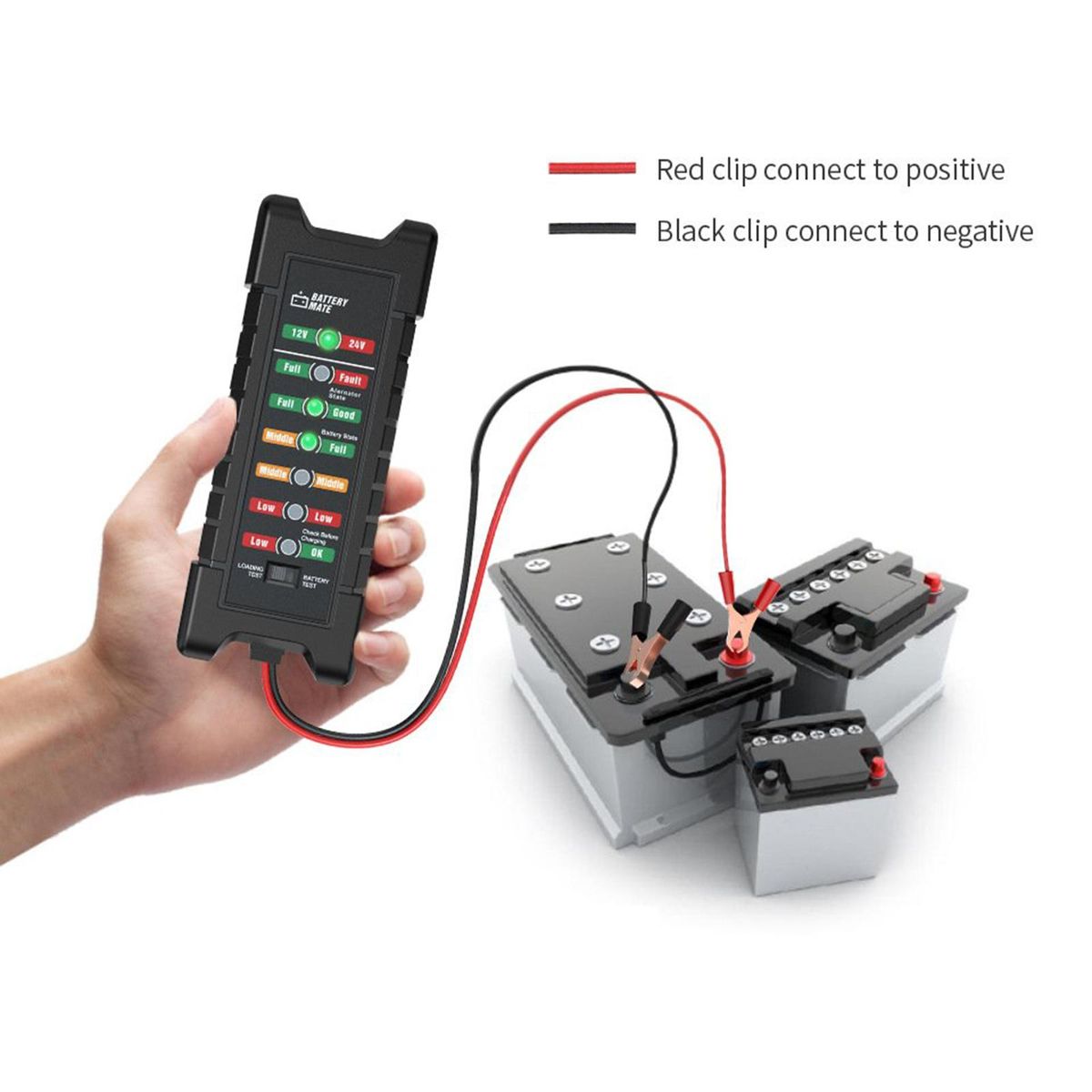 12V 24V Car Battery Tester Test Battery Condition And Clip