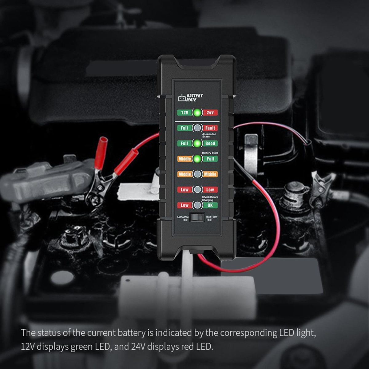 12V 24V Car Battery Tester Test Battery Condition And Clip