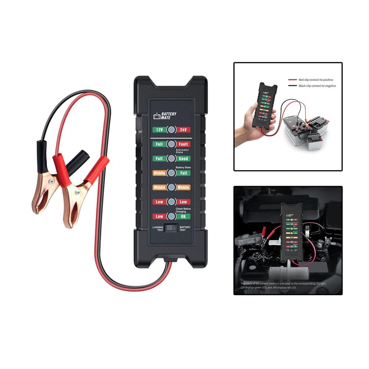 12V 24V Car Battery Tester Test Battery Condition And Clip