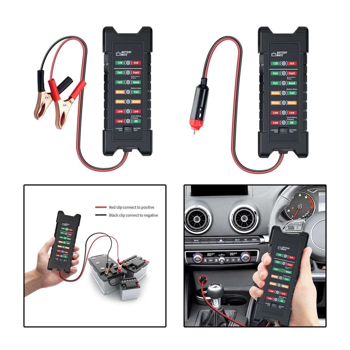 12V 24V Car Battery Tester Test Battery Condition And Clip