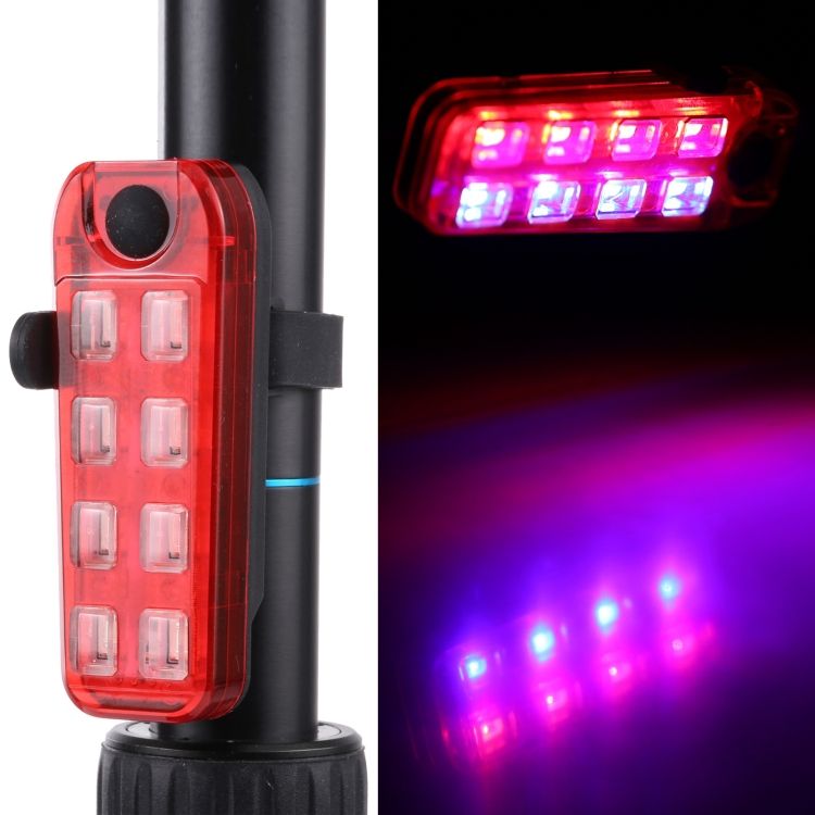 QZ-W007 Rechargeable Red And Blue Bicycle Tail Light