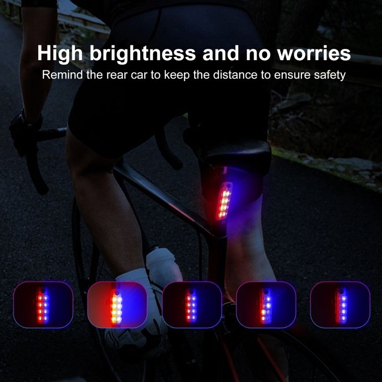 QZ-W007 Rechargeable Red And Blue Bicycle Tail Light