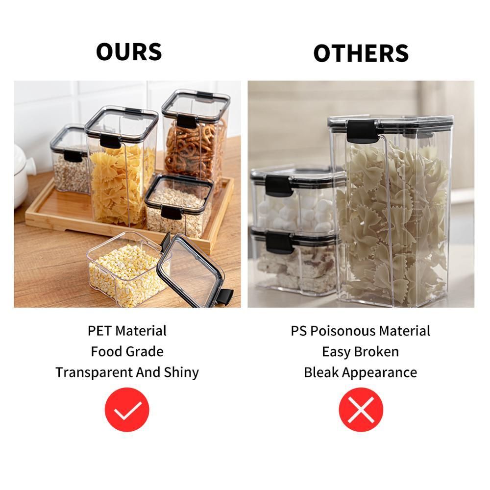 Food Storage Containers Set Box Organizer Storage Jars for Cereals Jar for Bulk Plastic Jars with Lid Money Boxes for Spices