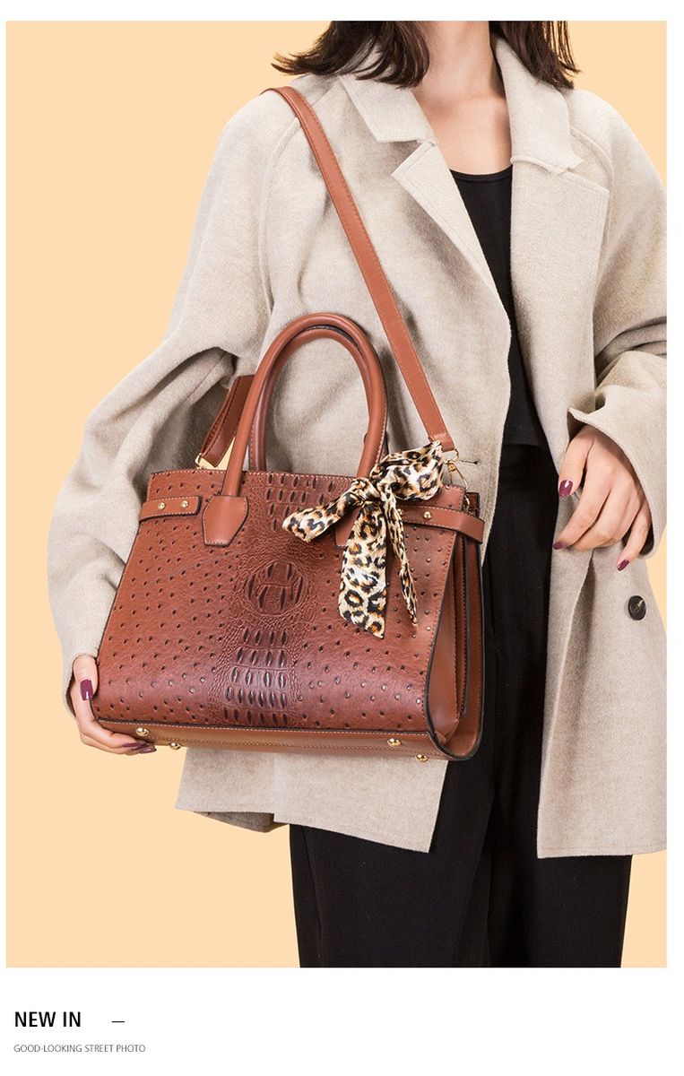 All Season's Leather Office Ladies Handbag-Coffee