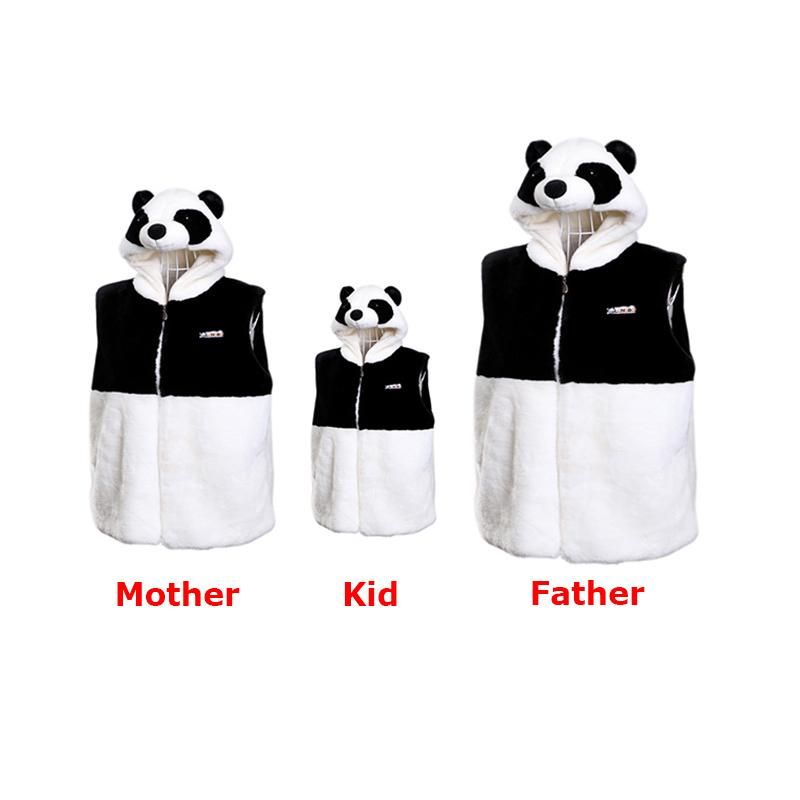 Hooded Panda Vest Cute Thick Plush Tops