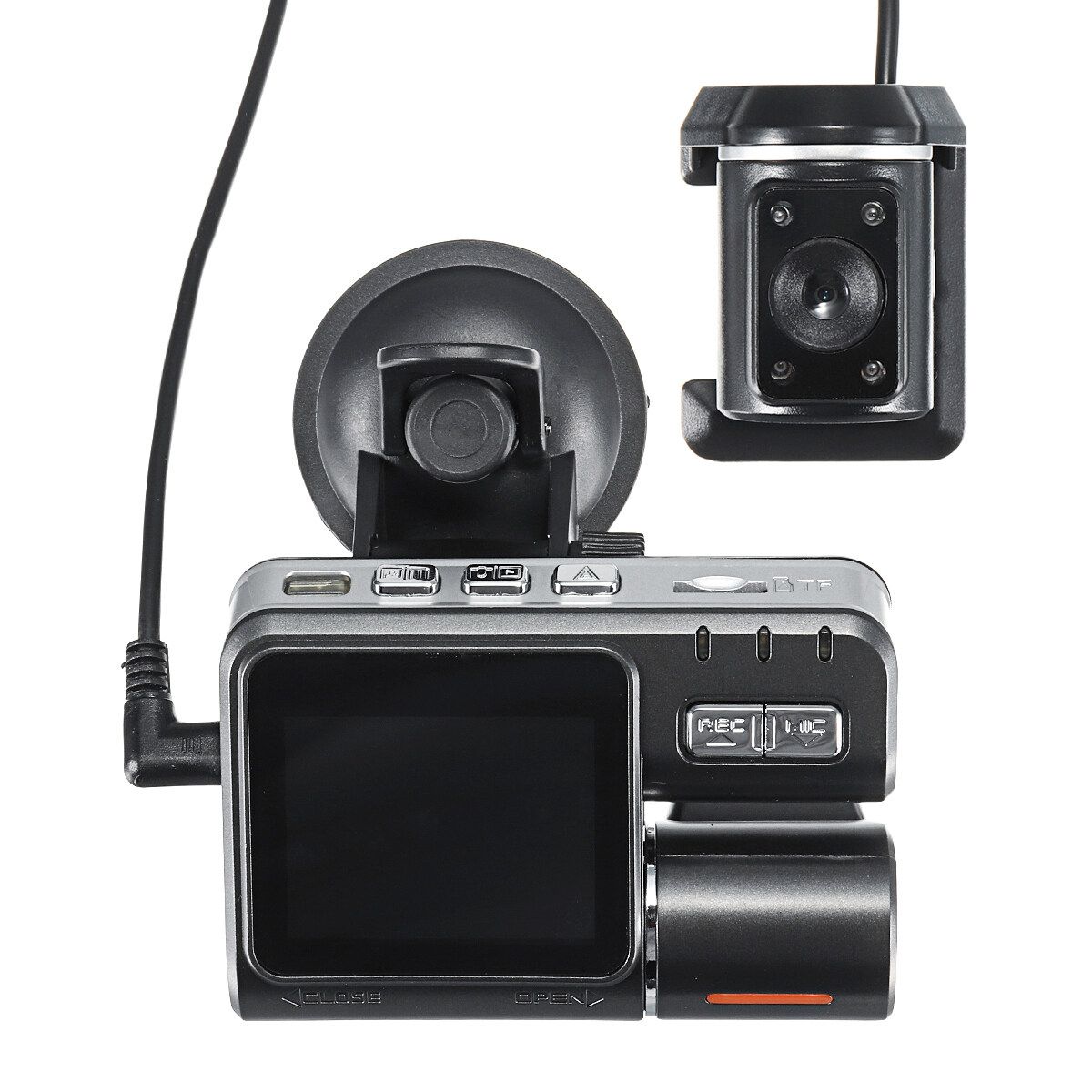 Dual Lens Car DVR Dashcam Rear View Camera Car On-Dash Video Night Vision Video Recorder Black
