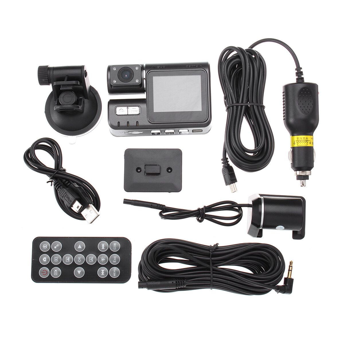 Dual Lens Car DVR Dashcam Rear View Camera Car On-Dash Video Night Vision Video Recorder Black