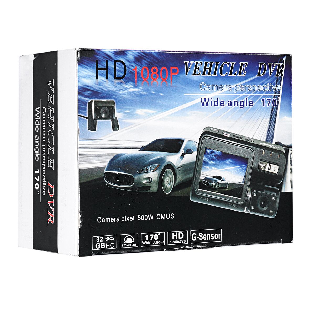 Dual Lens Car DVR Dashcam Rear View Camera Car On-Dash Video Night Vision Video Recorder Black