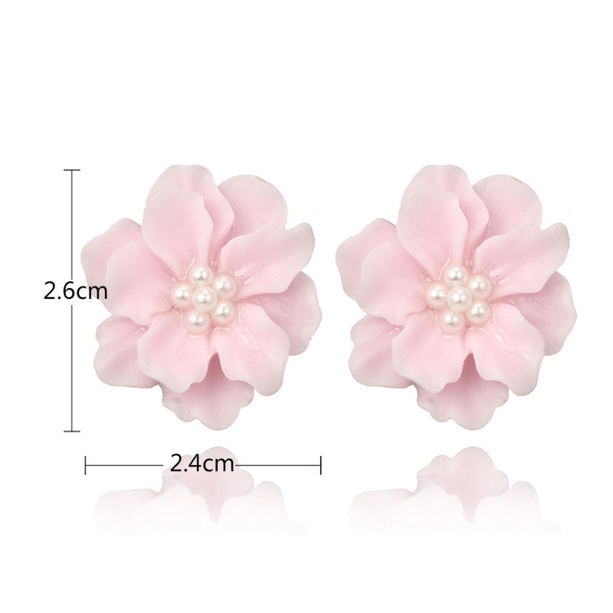1 Pair Girls Earrings Korean Style Temperament Flower Faux Pearl Earrings White
