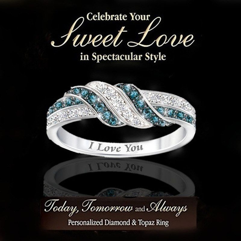 Women Shining Rhinestone Inlaid I Love You Letters Wedding-