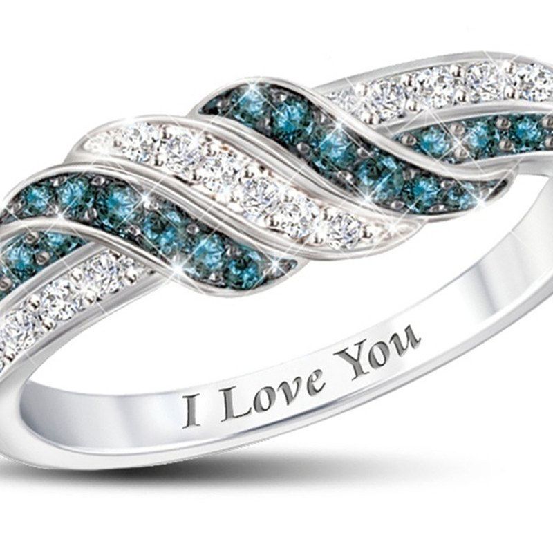 Women Shining Rhinestone Inlaid I Love You Letters Wedding-