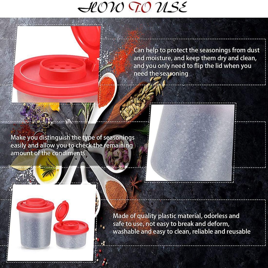 4 Pieces Salt and Pepper Shakers Spice Containers with Lids