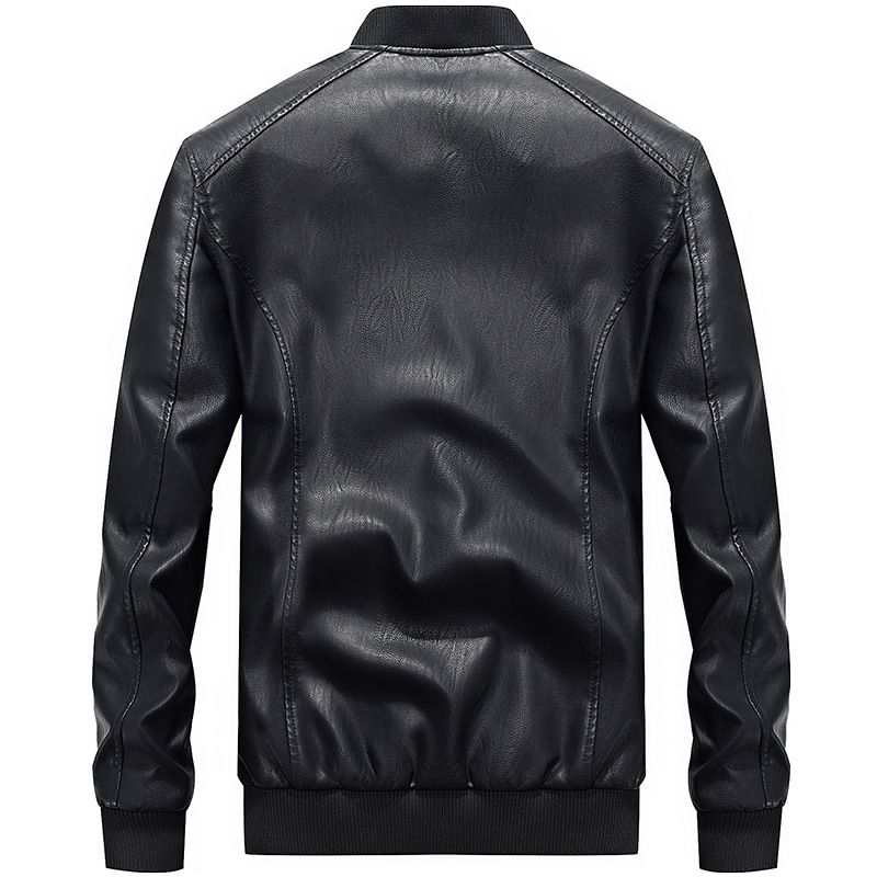 Men's Fashion Bomber PU Leather Jacket Baseball Jackets