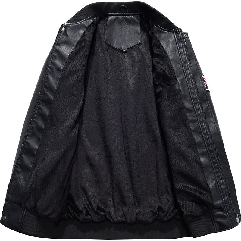 Men's Fashion Bomber PU Leather Jacket Baseball Jackets