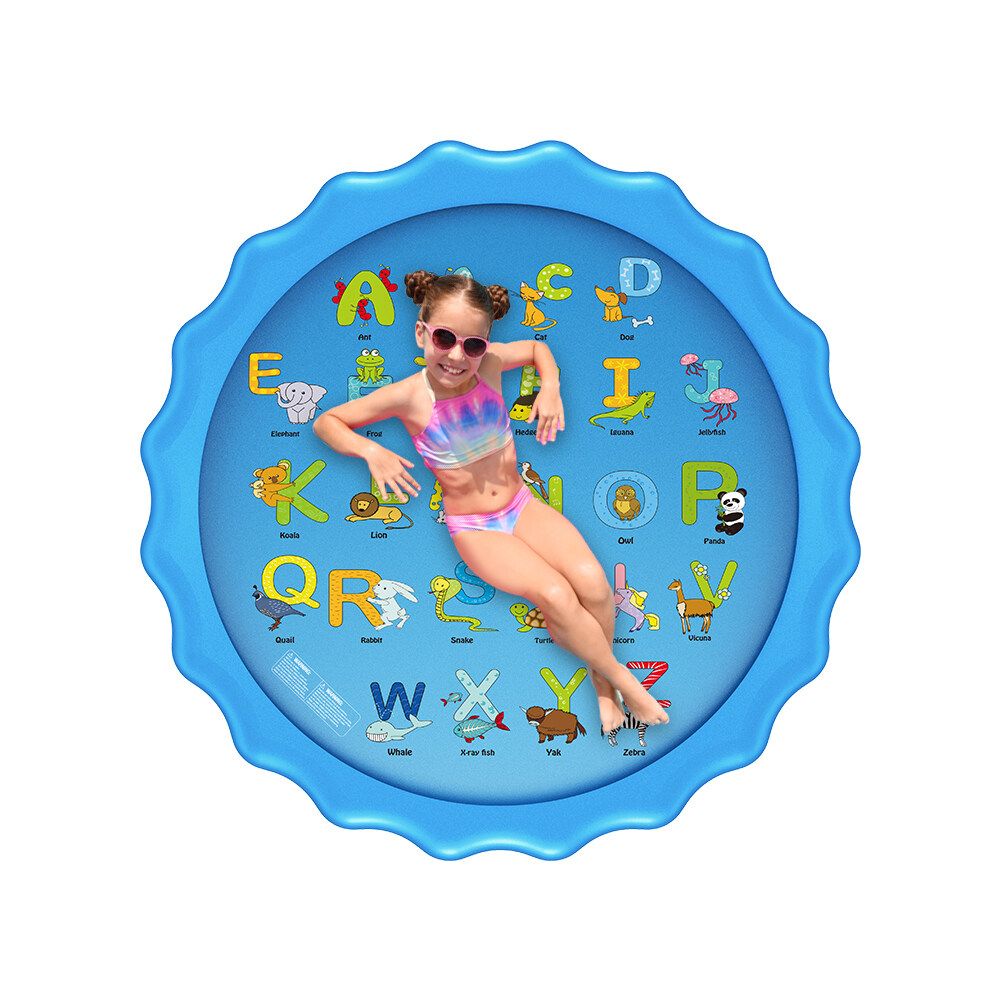 Wevon Splash Playing Pad 67" Sprinkle Play Mat Sprinkler Pad For Kids Sprinkler Pool For Children Outdoor Water Toys Learning Educational Wading Pool For Toddlers Boys Girls Lace