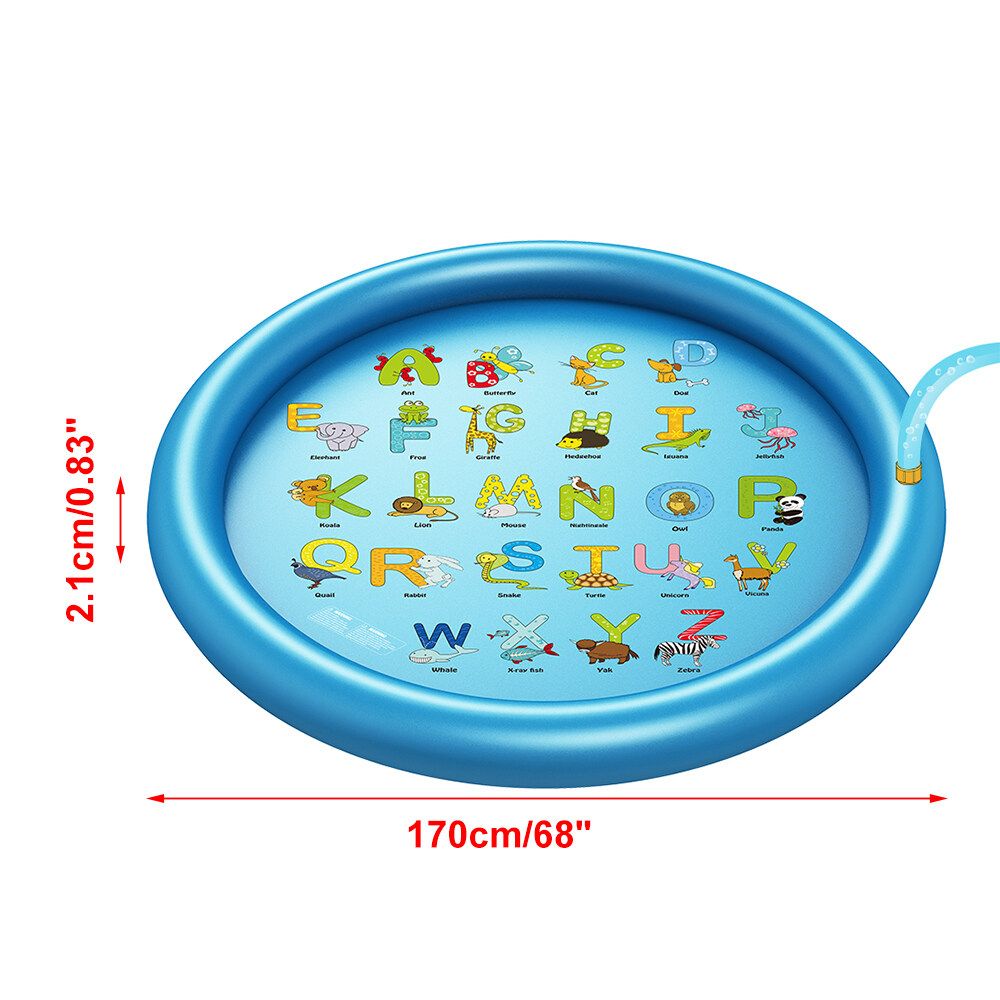 Wevon Splash Playing Pad 67" Sprinkle Play Mat Sprinkler Pad For Kids Sprinkler Pool For Children Outdoor Water Toys Learning Educational Wading Pool For Toddlers Boys Girls Lace