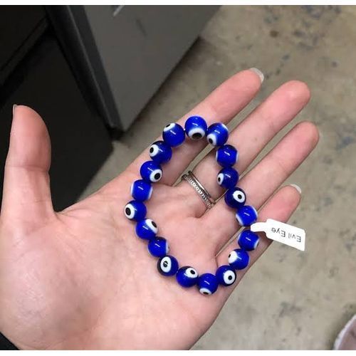 Blue Eye Detail Bead Bracelet With Hand Of Hamsa
