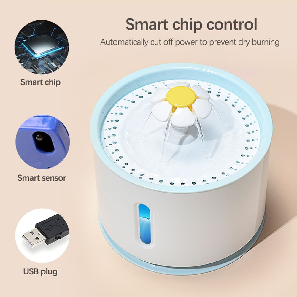 2.4L Automatic Pet Water Fountain With LED Electric USB Dog